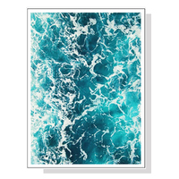 Wall Art 70cmx100cm Blue Ocean White Frame Canvas