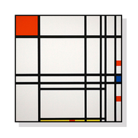 Wall Art 50cmx50cm Abstract Art By Piet Mondrian Black Frame Canvas