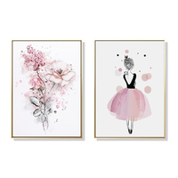 Wall Art 60cmx90cm Dancing Ballerina in Paris 2 Sets Gold Frame Canvas