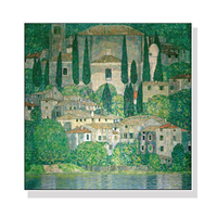 Wall Art 70cmx70cm Kirche In Cassone by Gustav Klimt White Frame Canvas