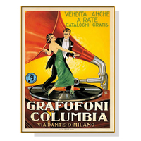 Wall Art 70cmx100cm Grafofoni Columbia Gold Frame Canvas