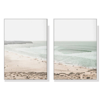 Wall Art 60cmx90cm Coastal Prints 2 Sets White Frame Canvas