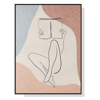 Wall Art 40cmx60cm Woman Reading Book Black Frame Canvas