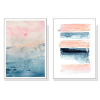 Wall Art 90cmx135cm Abstract Pink 2 Sets White Frame Canvas