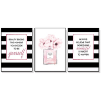 Wall Art 50cmx70cm Fashion Prints 3 Sets Black Frame Canvas