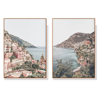 Wall Art 100cmx150cm Italy Positano 2 Sets Wood Frame Canvas