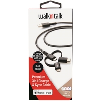 Walk n Talk 3in1 Charge &amp; Sync Cable/USB-C/Micro USB
