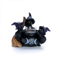 Black Cat Cauldron Tealight Holder