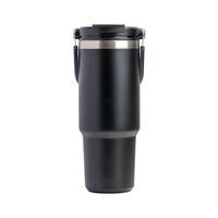 600ML Black Stainless Steel Travel Mug with Leak-proof 2-in-1 Straw and Sip Lid, Vacuum Insulated Coffee Mug for Car, Office, Perfect Gifts, Keeps Liq