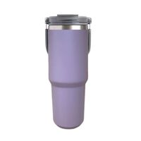 600ML Purple Stainless Steel Travel Mug with Leak-proof 2-in-1 Straw and Sip Lid, Vacuum Insulated Coffee Mug for Car, Office, Perfect Gifts, Keeps Li