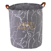 GOMINIMO Laundry Basket Round Foldable Grey Marble