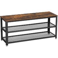 VASAGLE Shoe Bench Rack with 2 Shelves Rustic Brown and Black LBS078B01