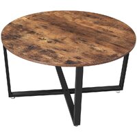 VASAGLE Round Coffee Table Rustic Brown and Black LCT88X