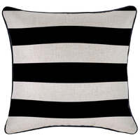 Cushion Cover-With Black Piping-Deck Stripe Black / Natural Base-45cm x 45cm