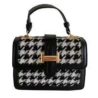 Black and White Hangbag-Houndstooth