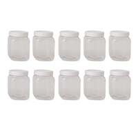 10x 250g Plastic Honey Jars + Lids - Square Clear Food Grade Packaging Containers
