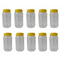 10x 1Kg Plastic Honey Jars + Lids - Round Clear Food Grade Packaging Containers