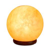 12V 12W 5&quot; Ball Himalayan Pink Salt Lamp Carved Rock Crystal Light Bulb On/Off