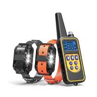 Dog Bark Collars - 2x 800m Range Recievers Vibration Sound Light Training Device