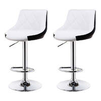Bar Stools Kitchen Bar Stool Leather Barstools Swivel Gas Lift Counter Chairs x2 BS8403 White