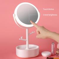 Ecoco Smart LED Light Cosmetic Makeup Mirror USB Touch Screen Home Desk Vanity 360ø Pink