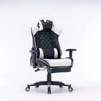Gaming Chair Ergonomic Racing chair 165ø Reclining Gaming Seat 3D Armrest Footrest Black White
