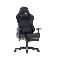 7 RGB Lights Bluetooth Speaker Gaming Chair Ergonomic Racing chair 165ø Reclining Gaming Seat 4D Armrest Footrest Black