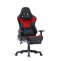 7 RGB Lights Bluetooth Speaker Gaming Chair Ergonomic Racing chair 165ø Reclining Gaming Seat 4D Armrest Footrest Black Red