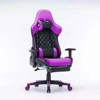 Gaming Chair Ergonomic Racing chair 165ø Reclining Gaming Seat 3D Armrest Footrest Purple Black