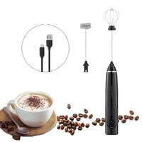 USB Charging Electric Egg Beater Milk Frother Handheld Drink Coffee Foamer AU with 2 Stainless Steel Whisks Black