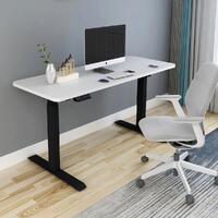 160cm Standing Desk Height Adjustable Sit Stand Motorised Black Single Motor Frame White Top