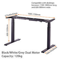 Standing Desk Height Adjustable Sit Stand Motorised Single White Motor Frame 120cm Black Top