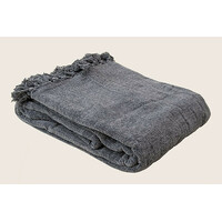 Acrylic Chenille Tassel Knitted Blanket Bed Sofa Throw Rug 150 x 200 cm (Grey)