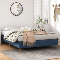 Metal Bed Frame Mattress Foundation Blue ? Double