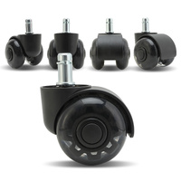 5X 2&#39;&#39; Twin Wheel Office Chair Casters - Slient Smooth, 11x22mm Stem