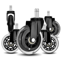 5X 3&#39;&#39; Rollerblade Style Wheels Office Chair Casters - Slient Smooth, 11x22mm Stem