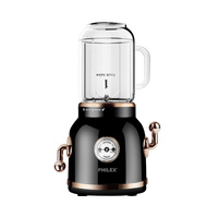 PHILEX Electric Blender Juice Smoothie Ice Mixer Retro 600ml + 2 Cups BLACK