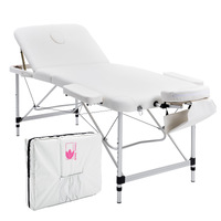 Forever Beauty White Portable Beauty Massage Table Bed Therapy Waxing 3 Fold 75cm Aluminium