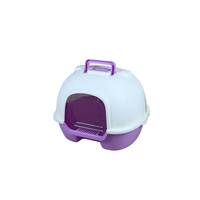 YES4PETS Portable Hooded Cat Toilet Litter Box Tray House with Handle, Scoop and Charcoal Filter Purple