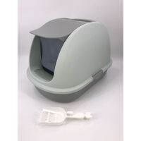 YES4PETS XL Portable Hooded Cat Toilet Litter Box Tray House w Charcoal Filter and Scoop Grey