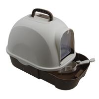 YES4PETS Large Hooded Cat Toilet Litter Box Tray House With Drawer and Scoop Brown