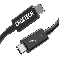 CHOETECH A3009 USB Type C Thunderbolt 3 Cable 5K/60Hz 40Gbps 0.8M Black