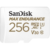 Sandisk Max Endurance Microsdxc Card SQQVR 256G (120 000 HRS) UHS-I C10 U3 V30 100MB/S R 40MB/S W SD Adaptor SDSQQVR-256G-GN6IA