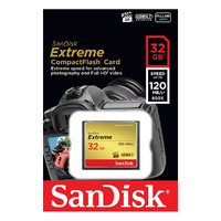 SanDisk 32GB Extreme CompactFlash Card with (write) 85MB/s and (Read)120MB/s - SDCFXSB-032G