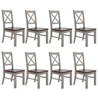 Erica X-Back Dining Chair Set of 8 Solid Acacia Timber Wood Hampton Brown White