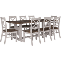 Erica 9pc Dining Set 240cm Table 8 Chair Solid Acacia Wood Timber Brown White
