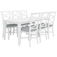 Daisy 7pc Dining Set 180cm Table 6 Chair Acacia Wood Hampton Furniture - White