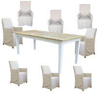 Lavasa 9pc Dining Set 210cm Mango Wood Table 8 French Provincial Carver Chair