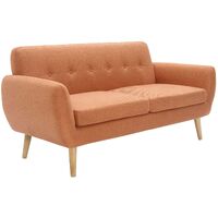 Dane 3 Seater Fabric Upholstered Sofa Lounge Couch - Orange