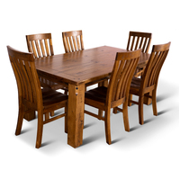 Teasel 7pc Dining Set 180cm Table 6 Chair Solid Pine Wood Timber - Rustic Oak